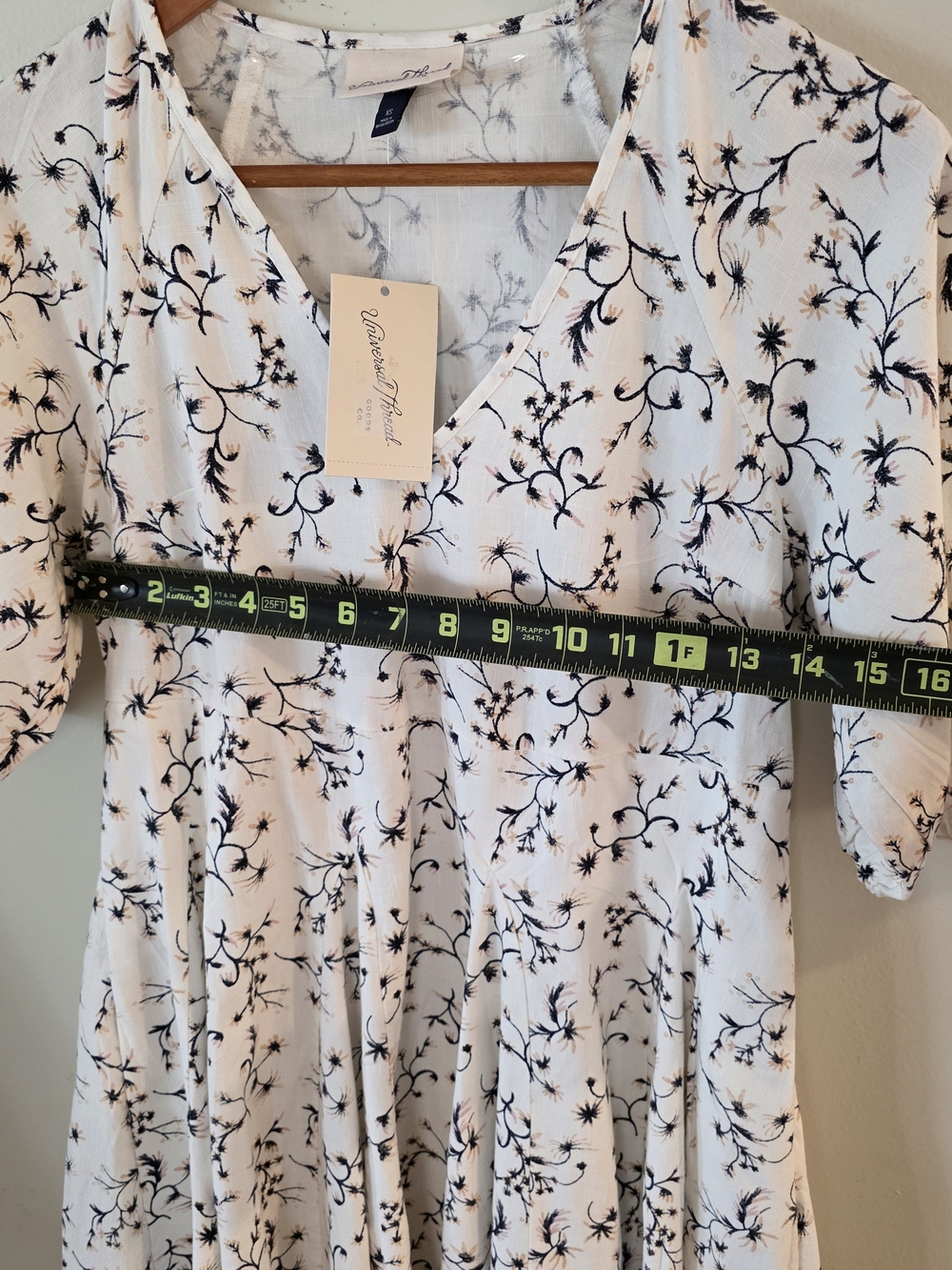 Universal Thread Bell Sleeve White Mini Dress with Black And Pink Floral Print - Picture 10 of 10